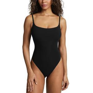 PAVOI ACTIVE 여성 캐미 바디수트, 스퀘어넥 조절 스트랩 이중 안감 티팬티 데일리 에센셜