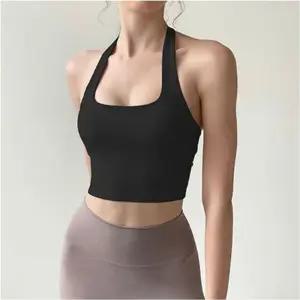 오프숄더 백리스 브라탑 여성 필라테스 요가 스포츠 민소매 빽리스 탑 섹시한 필라테스 우아한 브라탑