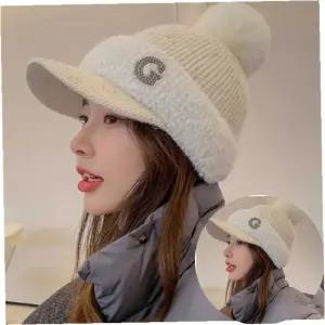 여성 방울털모자 겨울 캡 골프모자 왕골 비니