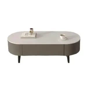 타원형 테이블 거실 소파 차 유백 낮은 좌식 식탁 골드 티테이블 접이식