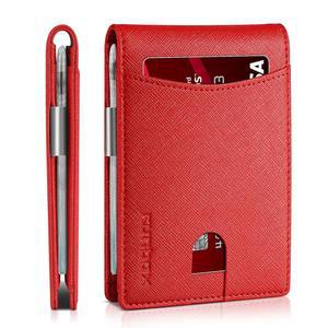 [미국배송] RUNBOX 머니 클립 남성용 슬림 지갑 RFID 차단 11 카드 홀더 미니멀리스트 스몰 가죽 바이폴드 프론트 포켓 선물 상자