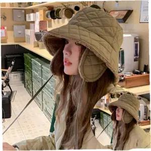 은창 다이아 퀼팅 귀도리 매듭 모자 겨울 보온