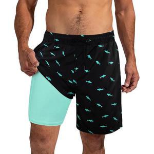 압축 라이너가 장착된 샤오모샤 남성 수영 트렁크 7인치 퀵 드라이 보드 반바지 수영복 포켓 S-2XL