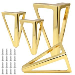 Opfiue 6인치 헤비 듀티 메탈 가구 소파 다리, 캐비닛/드레서/테이블용 견고한 미드 센추리 모던 스타일 교체 다리 (골드 1,4개)