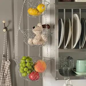 와이어 바스켓 소품 철제바구니 수납 본태 행잉 정리 인테리어 3단