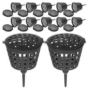 해피야미 100개 비료 바구니 플라스틱 휴대용 난초 메쉬 뚜껑 분재 상자 포함