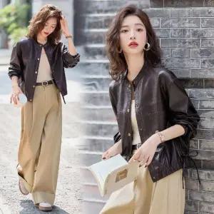 밴널스샵 여성 가죽 자켓 차이나 코트 쇼트 가을 빈티지 캐주얼 재킷 상의 HO3
