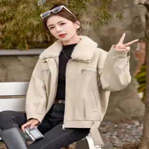 밴널스샵 여성 가죽 자켓 가을 겨울 기모 도톰 슬림핏 캐주얼 보온 코트 HO4