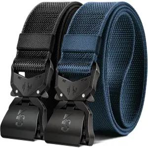 케미산트 남성 전술 벨트 2팩 헤비 듀티용 스트레치 밀리터리 리거 작업 1.5인치 나일론 웹 이지 교체