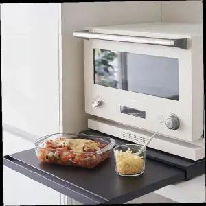 주방 전자레인지 슬라이드 확장선반 조리대 수납트레이 그릇받침 미니오븐 받침대