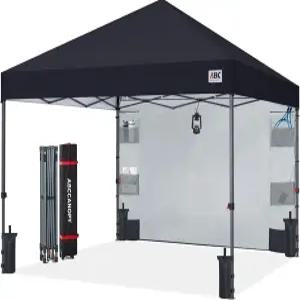 ABCCANOPY 10x10 야외 캐노피 텐트(검정) 측면벽 및 수납 기능 포함 상업 행사용 무게추 4개