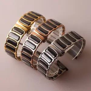 세라믹 스테인레스 스틸 골드 실버 로즈골드 금속 버클 시계 스트랩 팔찌 쿼츠 시계 밴드 남성 여성 밴드 2
