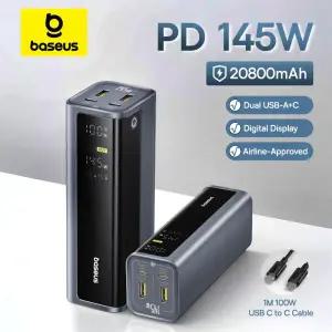 베이스어스 145W 보조배터리 20800mAh 듀얼 USB A C PD 100W 고속 충전 디지털 디스플레이 휴대용 (노트북,