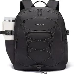 대용량 컵을 위한 파우치 포켓이 있는 LOVEVBOOK 남성 백팩 여성용 15.6인치 노트북 여행용 컴퓨터 가방