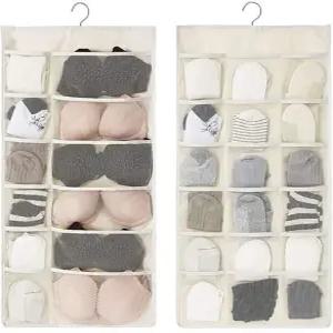 메시 포켓과 회전 금속 행거가 있는 뉴라터너 옷장 걸이 정리함 양면 벽 선반 보관 가방 브라 속옷 양말을