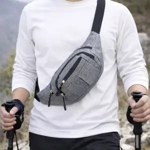 방수 힙색 중형 앞뒤지퍼 남녀공용 여행 등산 휴대폰 허리가방 런닝 자전거 활동용 보조 슬링백
