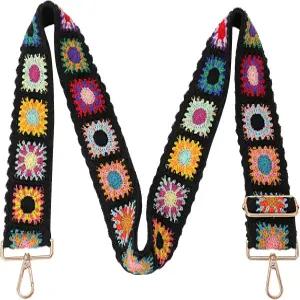 가죽 가방 넓은 지갑 스트랩 크로셰 꽃 교체 크로스바디 핸드백 조절 가능 자수 니트 기타 어깨