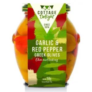 마늘과 홍고추를 품은 그리스 그릭 올리브 350g