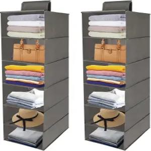옷장 정리함 및 보관함 43인치 부직포 선반 옷과 신발을 보관할 수 있는 신발 캐비닛 걸이 선반(2개 6단