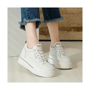 슈즈앤클럽 (천연소가죽)티안나는 6cm키높이 패션 밴딩 스니커즈