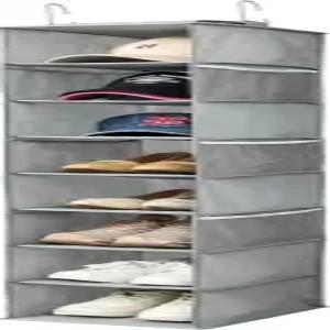 야구 모자 신발 및 홀더 보관용 8-선반 그레이 1 팩이 있는 옷장용 베르뎅 걸이 정리함