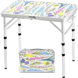 이류아트 접이식 캠핑 테이블 2피트 휴대용 피닉 높이 조절 가능 작은 카드 알루미늄 경량 손잡이 포함