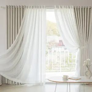 까르데코 어반 형상기억 암막+비침없는 심플쉬폰 거실 특대형커튼 4장+커튼봉15자 3055205