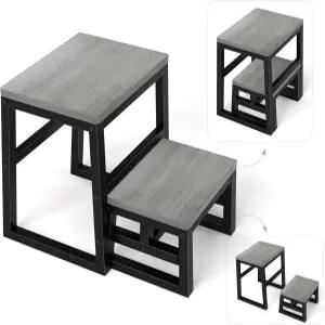 Y M 3-in-1 스텝 스툴 숨겨진 작은 스툴이 있는 다목적 2 풋 튼튼한 금속 프레임 홈 오피스 차고 실내외