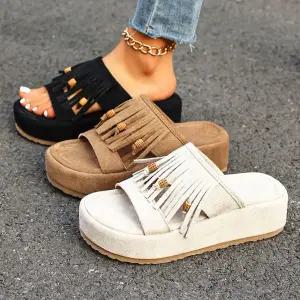 여성 비즈 슬리퍼 여름용 빅사이즈 컴포트 송편 통굽 캐주얼 일자 G45Z2S 원픽2