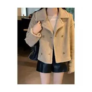 여자 정장 자켓 겨울 긴팔 더블 솔리드 스웨이드 코트 BE4