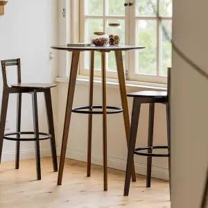 원목 원형 바테이블 스탠딩 높은 도금 다리 카페 홈바