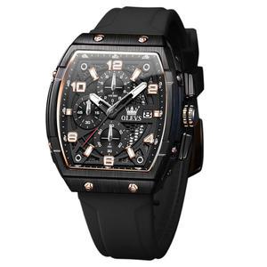 시계 남성 럭셔리 라지 페이스 블랙 손목 실리콘 스퀘어 다기능 드레스 방수 크로노그래프 아날로그 쿼츠 골드 직사각형 렐로예스 파라 홈브르