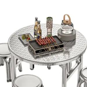 스텐테이블 원형 접이식 캠핑 매점 연회 포장마차 화이트