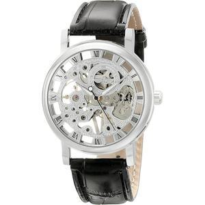 ShoppeWatch 수동 감기 손목시계 기어가 노출된 스팀펑크 핸드워치 남성용 남녀 공용 스켈레톤 기계식 투명 시계 블랙 가죽 밴드 MW-07