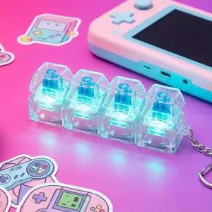 LED 청축 키캡 키링 4구 기계식 키보드 키캡 열쇠고리 데스크테리어 굿즈