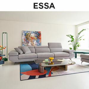 [에싸] 브로우 4인 헤드기능 리브 패브릭 소파+스툴