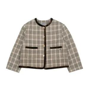 [대구백화점] [빈]여아  베이지 체크 노카라 자켓(BX54JK01BG)
