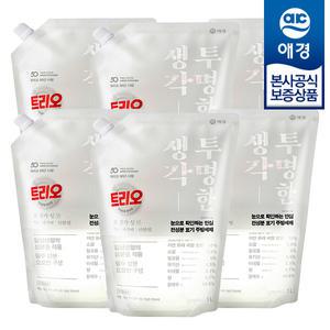 [애경] 트리오 투명한생각 주방세제 리필 1L x6개