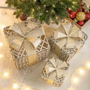 크리스마스 선물상자 대형 장식 3단 에르메 30cm 소품 용품 데코 이벤트 파티 꾸미기 로비 매장 인테리어