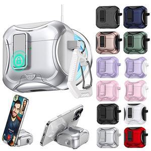 에어팟 4세대 프로2 특이한 마그네틱 맥세이프 스탠드 잠금 하드 케이스 카라비너 무선 이어폰