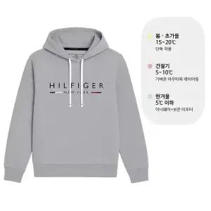 타미힐피거 라운지 그래픽 프렌치테리 남성 후드 티셔츠 후디 그레이 09T4526-004