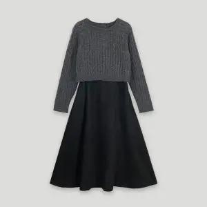 [코데즈컴바인](신세계 사우스시티) 케이블조직니트 스웨이드 슬리브리스 원피스 세트 (CKD-OP501WA)