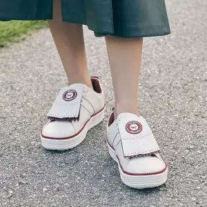 [하프클럽/울시]여성 킬티더블클래식골프화_화이트레드 HWWG2F01FG2804