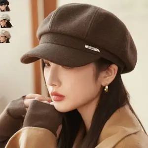패션 모자 레트로 캐주얼 빈티지 겨울 모자 여성 팔각모 데일리 베레모 여자 팔각 화가 뉴스 코디 보이
