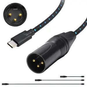 USB C to XLR 남성 OFC 오디오 출력 케이블 3.3피트 스피커 앰프 믹싱 콘솔 휴대폰 PC 노트북 태블릿과