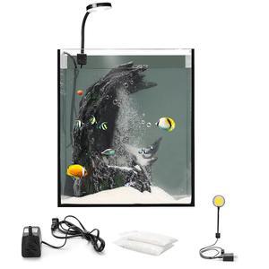 모래 폭포 수족관 수조 키트 - LED 조명이 있는 3갤런 무테 낙하 암석 볼 홈 오피스 휴식 명상 및 마음챙김 장식을 위한 젠 데스크톱 아쿠아스케이프