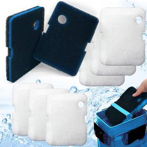 캐스케이드 700/1000 CCF2UL/CCF3UL 일반 수족관 치실용 퓨리파이로직스 교체용 캐니스터 필터 패드 업그레이드된 활성탄-코어스 활성탄 2개 화이트 치실 6개 8Pcs