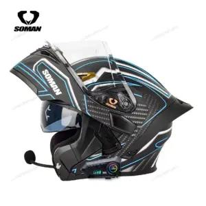 SOMAN 모듈러 헬멧 플립 풀 페이스 오토바이 헬멧 듀얼 바이저 렌즈 레이싱 Casco casque moto 승인 오토바