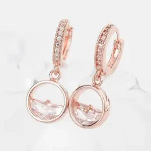 리본 큐빅 핀 데일리 플라워 하프문 14K 골 (WFJ5A39)