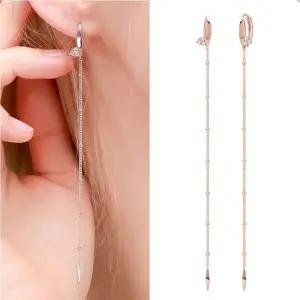 원터치링 귀걸이 심플 골드 체인 롱 로즈골드 (WFJ5A5V)